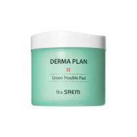 The Saem Отшелушивающие пады для чувствительной кожи Derma Plan Green Trouble Pad, 70 шт