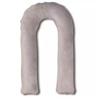 Подушка для беременных Body Pillow формы U с серой наволочкой из плюша, с наполнителем "Холлофайбер"