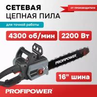 Пила цепная сетевая Profipower EC-2200 (16", 2200 Вт, с механической подачей масла)