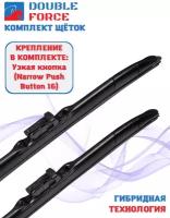 Щетки стеклоочистителя Double Force для Volkswagen Jetta VI 2010 - 2018 (комплект 600/475 мм.Push Button16mm)