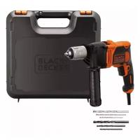 Ударная дрель Omega, 850 Вт, BLACK+DECKER BEH850K-QS БЗП + набор сверел, кейс