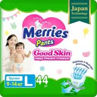 Подгузники-трусики Merries Good skin L 9-14кг 44шт