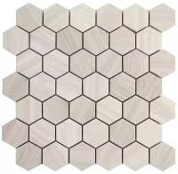 Мозаика Natural M032-DH5 White Wooden из матового мрамора размер 30.2х29.8 см чип 48 Hexagon мм толщ. 10 мм площадь 0.09 м2 на сетке