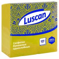 Салфетки бумажные Luscan 1 слой, 24х24 желтые 100шт/уп, 4 уп