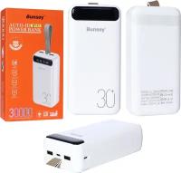 Power bank Bunsey BY-51 30000mAh Type-C/Micro/USB LED Display, белый