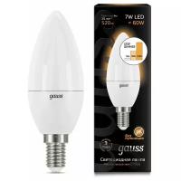 Лампа светодиодная gauss, LED Candle E14 7W 2700К Step dimmable E14, C38, 7Вт, 2700К