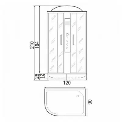 Душевая кабина, River Dunay 120/90/26 L, матовое стекло, средний поддон, 120х90 см, белый