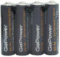 Элемент питания AA/R6 солевой 1.5В, 4шт, GoPower 00-00015592 Carbon Zinc PRO