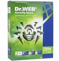 Антивирус DrWeb Security Space 3ПК 1Год, BOX