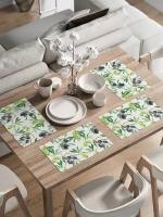 Комплект тканевых салфеток, плейсматов с рисунком JoyArty "Итальянские оливки" для сервировки стола, подарочный набор 46x30 см, 4шт