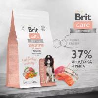Сухой корм BRIT CARE супер-премиум с морской рыбой и индейкой для взрослых собак всех пород"Dog Adult Sensitive Metabolic" 1,5 кг