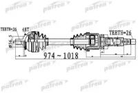 Полуось передний мост справа 36x974x56,5x26 ABS: 48T VOLVO S60 I 2002-2009 V70 II 00-08 Patron PDS0536