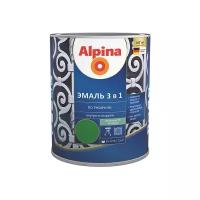 ALPINA Эмаль алкидно-уретановая по ржавчине 3 в 1, RAL 8011 темно-коричневый (2,5л)