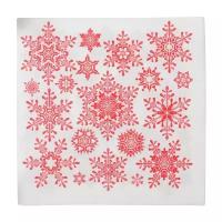 Салфетки бумажные Страна Карнавалия "Красные снежинки", 33х33 см, набор 20 шт