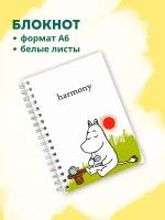 Блокнот А6 "Муми-тролль пьет чай"