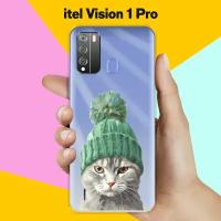 Силиконовый чехол на Itel Vision 1 Pro Серый Кот / для Ител Визион 1 Про