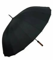 Зонт / Президентский зонт / Зонт трость полуавтомат 24 спицы 124 см ручка из дерева, черный