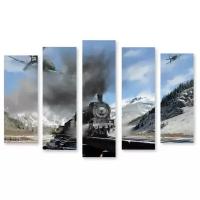 Модульная картина на холсте "Военный локомотив" 120x84 см