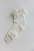 Носки детские для девочки с бантиком и стразами, цвет белый, размер 17-18, возраст 7-8 лет, 1 пара