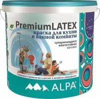 Краска для Кухонь и Ванных Комнат Alpa PremiumLatex 0.9л Белая, Супермоющаяся, Влагостойкая / Альпа Премиумлатекс