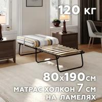 Раскладушка на ламелях 80х190см с матрасом 7см Холкон, КТ38