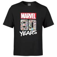 Футболка Marvel 80 Years Logo мужская (черная) (S)