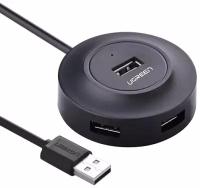 Хаб UGREEN CR106 20277 USB 2.0 to 4 USB 2.0 + порт для питания Micro USB, Black