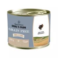 Корм для собак DUKE'S FARM Grainfree Индейка, клюква, шпинат конс. 200г (упаковка - 6 шт)