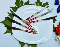 Набор ножей из нержавеющий стали столовые (Красный ),h=22см, Посуда мира