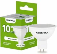 Лампа светодиодная MR16 10Вт софит 4000К GU5.3 230В GENERICA LL-MR16-10-230-40-GU5-G