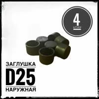 Наружная заглушка для металлической трубы Д25 (4 штуки)