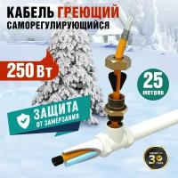 Греющий кабель саморегулирующийся REXANT 10HTM2-CT (25/250) 250 Вт 25 м 1 шт. экранирование заземление