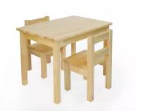 Детский стол и два стула деревянный прямоугольный 70х50, ROLTI kids, сосна, лакированный