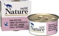 PRIME NATURE Консервированный корм для кошек, тунец с ветчиной в желе, 85 гр