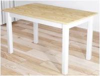 Стол кухонный Классика из массива сосны, лакированная столешница 20 мм и ножки белого цвета, 120х60х75 см