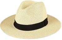 Шляпа летняя Федора, цвет бежевый, размер 56-57