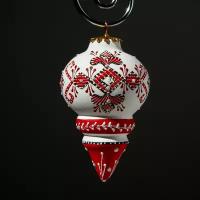 Керамическая ёлочная игрушка ручной работы - Пика "Русские узоры"