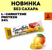 Батончик протеиновый без сахара Smartbar Protein L-carnitine "Манго" с L-карнитином, 6 шт. х 38 г