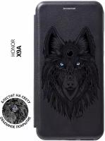 Чехол-книжка на Honor X9a, Magic5 Lite, Хонор Х9А, Мэджик 5 Лайт с 3D принтом "Grand Wolf" черный