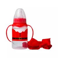 Mum&Baby Набор для малышки Дед Мороз: бутылочка для кормления 150 мл и повязка на голову, с рождения, красный