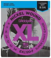 EXL120-7 XL NICKEL WOUND Струны для 7-струнной электрогитары Super Light 7-String 9-52 D`Addario