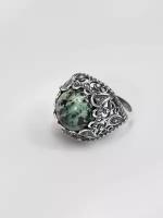 Кольцо Shine & Beauty, змеевик, размер 20, серебряный, зеленый