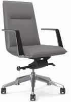 Кресло руководителя, кресло компьютерное - вольтер М, натуральная кожа, серое
