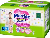 Трусики-подгузники Merries Good Skin L 9-14 кг, 30 шт