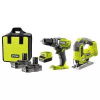 Набор аккумуляторного электроинструмента, кол-во: 2 шт. RYOBI R18DDJS-220S