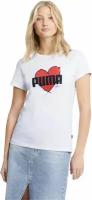 Футболка/Puma/58789702/Heart Tee/белый/S