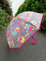Зонт детский для девочки, зонтик прозрачный полуавтомат, P024J/сиреневый