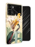 Силиконовый чехол на Itel P40 / Ител P40 "Yellow parrot", прозрачный