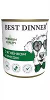 Влажный консервированный корм Бест Диннер Best Dinner для собак Premium Меню №5, ягненок, рис, 340 гр. по 6 шт