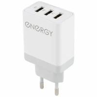 Сетевое зарядное устройство Energy ET-24, 3 USB, Q3.0 разъёма, цвет - белый
